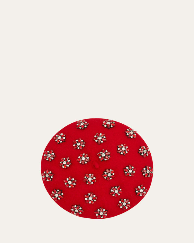 Allover Flower Crystal Beret